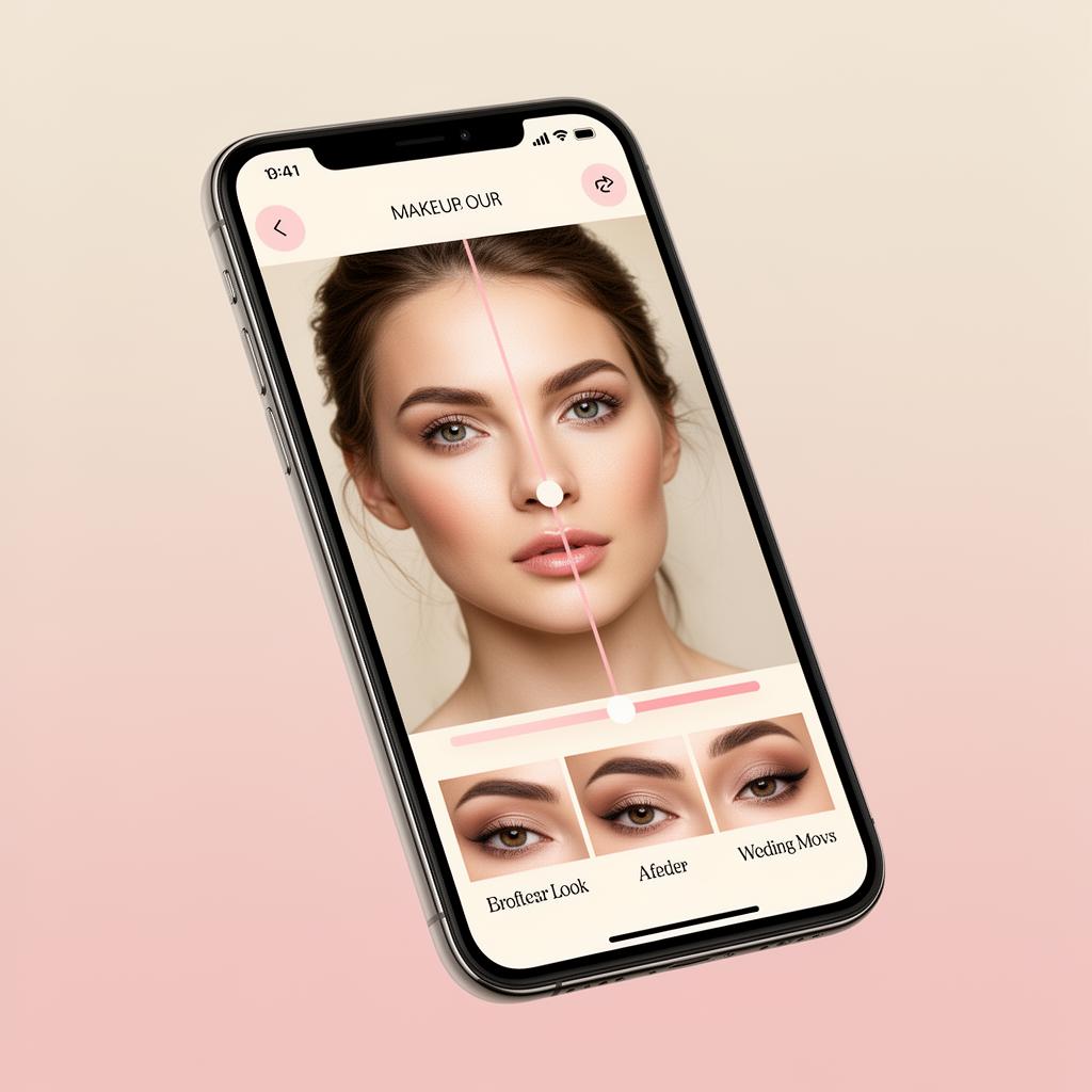 AI Makeup Artist app preview on a phone